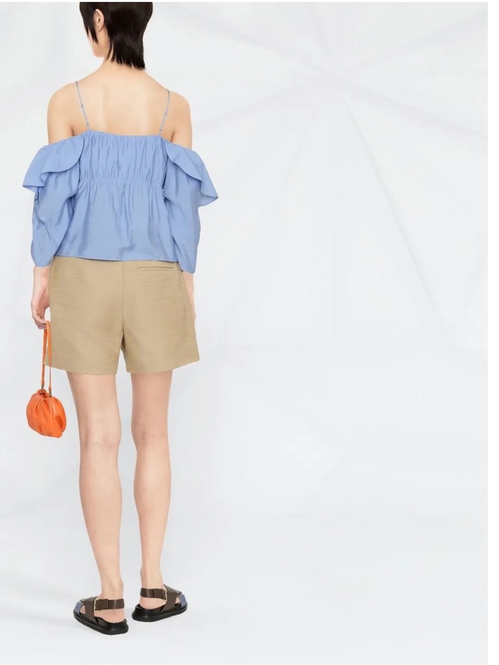 Vince Light Blue Off-Shoulder Ruffle Blouse - Picture 5 of 16